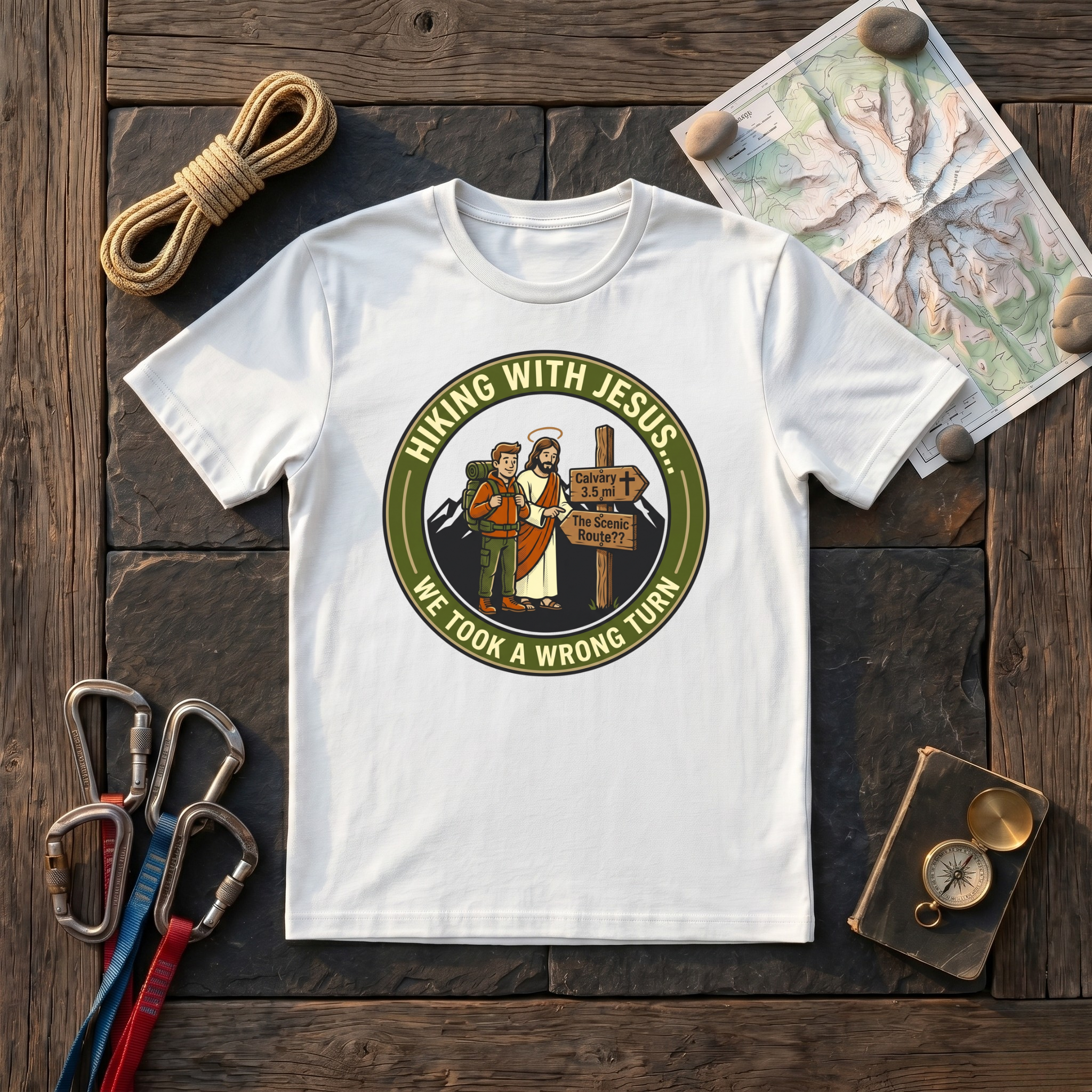 Hiking With Jesus, We Took A Wrong Turn T-Shirt